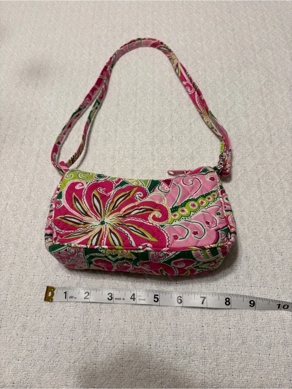 Vera Bradley Pinwheel Pink Green Paisley Crossbody Mini Bag
